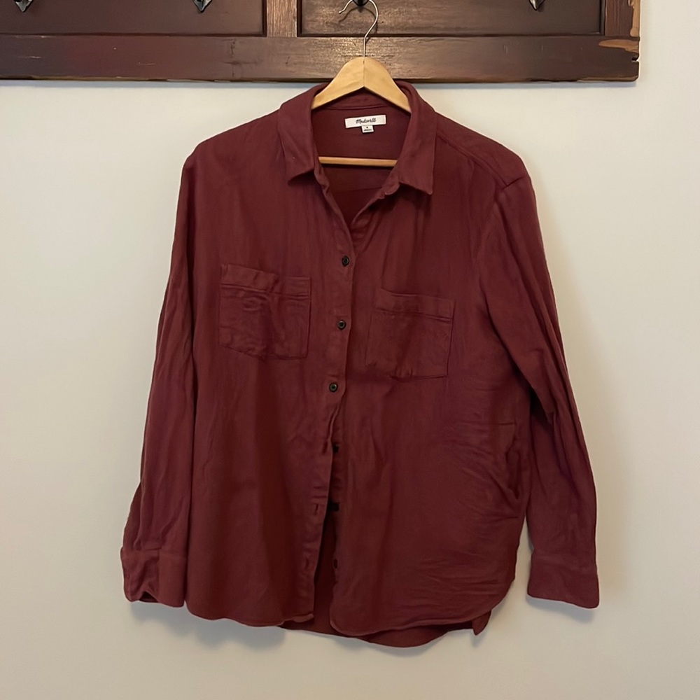 Madewell flannel Sunday shirt, size medium in light burgundy